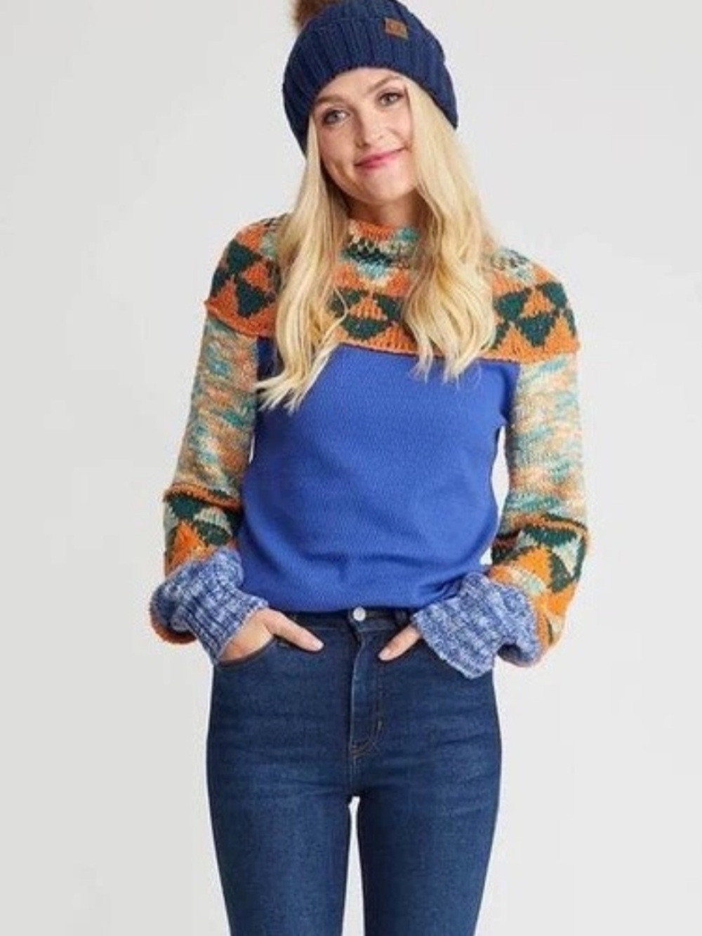 Free People | “Swit The Small Stuff" Mock Neck Pullover Sweater Sz M